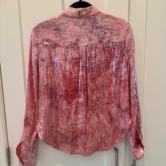 Pilcro Pink Sequin Button Down Top - Picture 4 of 4